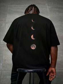 ChristmasFRACTYR Camisa de Verão para Homem Plus Size com Padrão de Fases da Lua, Respirável e Confortável para Uso ao Ar Livre. Artigo Popular. - Preto - Ver 1