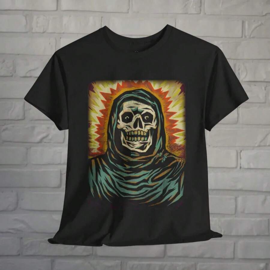 Printed T-Shirt In Pure Cotton, Short Sleeve Round Neck, Creative Fashion Short Sleeve, Casual Summer T-Shirt For Men And Women, Soft And Comfortable T-Shirt - 黑色 - 查看 1