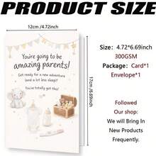 1/2 Sets Cute Elephant Greeting Card With Envelope, New Parents Greeting Card, Pregnancy Announcement Congrats Card, Baby Shower Gift - Multicolor - View 8
