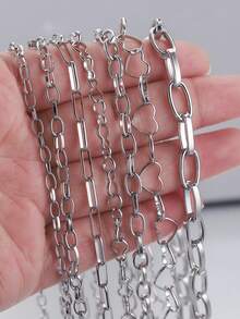 1m 304 Stainless Steel Hip-Hop Style Heart, Oval And Other Chain Necklace And Bracelet, DIY Jewelry Making, Suitable For Daily Wear - Chain - View 4