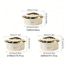 Brodark 3pcs, Golden Touch Food Warmer, Thermal Casserole Dish Set With Lids, Insulated Stainless Steel Container For Hot & Cold Food, Serving Bowl For Buffets, Hot Pot Sets Food Warmer, Hot Pot Food Warmer Set, Tableware Casseroles Set, For Office - 白色 - 查看 8