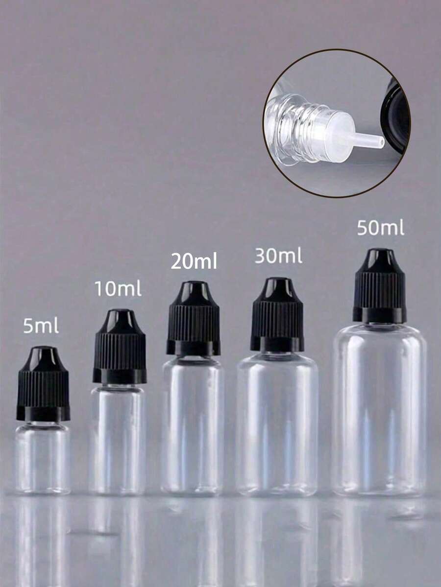 纖細滴管瓶 5ml/10ml/20ml/30ml/50ml 空可擠壓眼藥水瓶 PET 可擠壓液體滴管瓶蓋，適合返校與旅行，便攜輕巧旅行配件