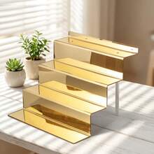 12 Inch Mirror Gold Acrylic 4-Tier Display Stand, Perfume Storage Rack, Perfume & Cologne Storage Rack, Blind Box Figure Display Stand, Transparent Cupcake Stand, Dessert Stand - A - View 2