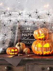 Ghost Halloween Spider Web And Spiders, Halloween Decoration Artificial Spider Web With 10 Fake Spiders, Elastic Spider Web, Scary Party Halloween Decoration, Perfect For Haunted House, Bar Scene Props And Home Decor, Halloween Party, Yard, Doorway And Other Outdoor Decorations - Multiple Styles - View 8