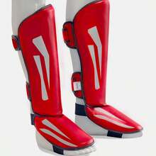 Black Boxing Leg Guards, Martial Arts Joint & Foot Guards, Boxing Training & Competition Protective Equipment - Red - View 1