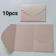 10pcs Tri-Fold Pocket Wedding Invitation Cards With Envelopes, Minimalist Style Suitable For Engagement, Baptism, DIY Invitations, Size 5*7 Inches, Pocket Invitations, Christmas Cards - 10Pcs - View 13