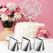 3/5 Pcs Large Piping Tips Set, Stainless Steel Cake Icing Nozzles Tips Decorating Tools, Big Piping Frosting Icing Tip Accessories For Cookie Cupcake Fondant Cakes Baking Buttercream Decorating Supplies - Silver - View 5