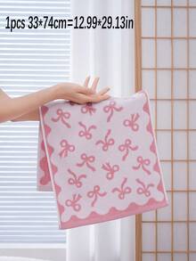 QIBHI 1/2/3件可選，純棉提花蝴蝶結棉質浴巾，1條小毛巾 (33*74cm) 或 1條浴巾 (70*140cm)，優雅清新甜美風，(2條毛巾 + 1條浴巾) 浴室裝飾浴巾，情人節禮物毛巾，婚禮裝飾，吸水柔軟 - 粉色 - 查看 11