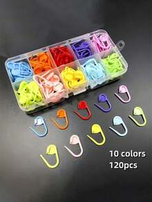 120pcs/10pcs/Box Crochet Stitch Markers With Storage Box, Suitable For Knitting, Crochet And Handmade Sewing Tools (10 Colors Randomly Shipped) - Crochet - View 2