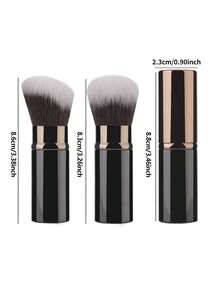 1pc/2pcs/3pcs New Retractable Powder Brush Blush Brush Foundation Brush Soft Bristle Multi-Functional Travel Portable Makeup Brush - Brown - View 3