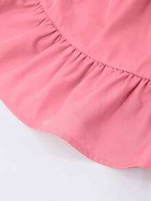 Vestido de talla grande para mujer, informal, bonito, elegante, con hombros descubiertos, manga acampanada, lazo, Color sólido, primavera y verano - Rosa - Ver 5