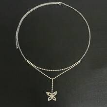 1 pezzo Catena da vita da donna in oro & argento, catena da corpo sexy con strass, nuova moda minimalista da spiaggia di lusso con farfalla, adatta per uscite, feste, raduni, outfit da rodeo da donna - Multicolore - View 4