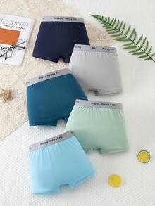 Niño pequeño 5piezas/Paquete Calzoncillos tipo bóxer para niños con cintura con letras - Multicolor - Ver 2