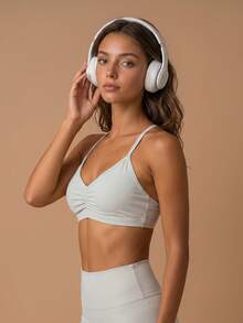 ATTRACO Women Yoga Bra Camisole Racerback Sports Bra - White - View 3