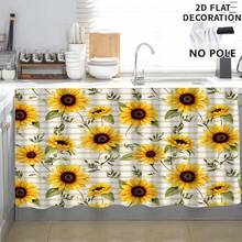 1pc, Home Decor, Sunflower Pattern Printed Table Skirt, Kitchen Small Curtain, Kitchen Cabinet Cover Curtain, With Curtain Holes, Easy To Hang, Rectangular, Machine Woven, Machine Washable, Kitchen Decoration And Accessories, Perfect For Kitchen Cabinets And Home Decor - Multicolor - View 5
