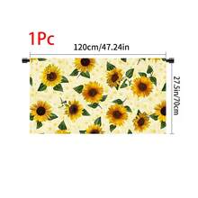 1pc, Home Decor, Sunflower Pattern Printed Table Skirt, Kitchen Small Curtain, Kitchen Cabinet Cover, With Curtain Holes, Easy To Hang, Rectangular, Machine Woven, Machine Washable, Kitchen Decoration And Accessories, Perfect For Kitchen Cabinets And Home Decor - Multicolor - View 13
