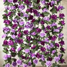 1/3/5 Pcs Artificial Rose Vine Wedding Venue Decoration Home Bedroom, Living Room, Bathroom Wall Hanging Decoration Material Outdoor Garden School Birthday Party Supplies Valentine's Day Decoration New Year - Multicolor - View 1
