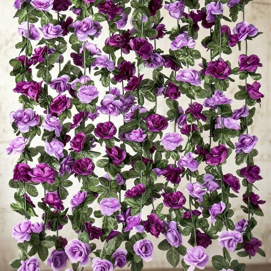 1/3/5 Pcs Artificial Rose Vine Wedding Venue Decoration Home Bedroom, Living Room, Bathroom Wall Hanging Decoration Material Outdoor Garden School Birthday Party Supplies Valentine's Day Decoration New Year - Multicolor - View 1