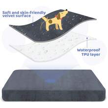 DUJUIKE Dog Bed Cover - Soft Plush Replacement Cover, 100% Waterproof, Soft Fleece/Velvet Material; Waterproof And Removable/Washable Dog Bed Cover (Dark Gray) - Dark Grey - View 5