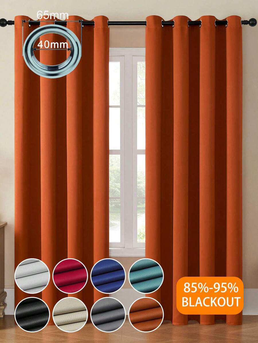 1 Peça/2 Peças Cortinas Blackout com Ilhós, Cortinas Blackout Externas, Cortinas Blackout para Casa, Cortinas de Cozinha, Cortinas de Decoração de Quarto, Cortinas de Decoração Externa, Cortinas de Decoração de Janela, Cortinas Pretas, Cortinas Brancas, Cortinas Blackout, Cortinas com Isolamento Térmico, Cortinas de Cor Sólida Minimalista Moderna em Mistura de Poliéster Fibra de Poliéster para Quarto Sala de Estar Varanda com Ilhós - Laranja - Visão 1