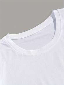 Men's Short-Sleeved Crew Neck T-Shirt, Regular Fit, Casual And Comfortable Fashion For Spring And Summer, Ideal For Leisure Holidays, Men's Clothing As A Gift - 白色 - 查看 3