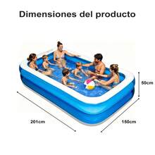 Inflatable rectangular swimming pool, 200cm full-size large inflatable pool, durable and thickened inflatable pool for summer beach use, suitable for outdoor, garden and backyard use. - Azul - Ver 13