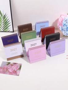 1 Pc Desk Calendar 2027 - Compact Vertical Flip Design, Durable Metal Ring Binding, Clear Monthly Layout - Simple And Fresh Calendar, Perfect For Home Office Or School Organization, Sophisticated Desk Calendar - Multicolor - View 1