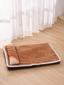 LANGXINGCS 1pc Short Plush Soft Comfortable Pet Bed Mat With Neck Pillow, Removable Zipper Pet Pad For Dogs And Cats, Suitable For Large, Medium And Small Pets Sleeping And Resting - Multicolor - View 4