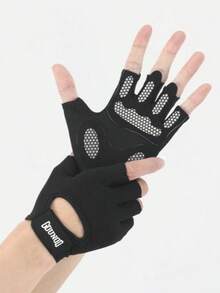 1 Pair Full Palm Weightlifting Gloves, Gym Gloves, Suitable For Gym, Cycling, Workout, Ultra-Lightweight, Unisex. - Black - View 3