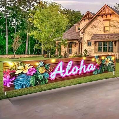 1pc - Colorful Hawaiian Style Beach Banner, Perfect For Summer - Ideal Gift Flag For Indoor And Outdoor Party Decorations | Family Gatherings And Vibrant Outdoor Signs, Can Be Used As A Lively Background Hanging Decoration.