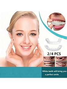 2/4-Piece Upgraded High-Quality Teeth Accessories Are Suitable For Men And Women To Wear Temporarily For Daily/Party Occasions - Square Box-white - View 10
