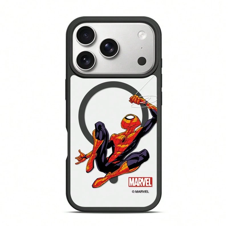 Miniso Marvel Spider-Man MagSafe Magnetic Charging Case Compatible With IPhone 17/17 Pro Max/16/17 Pro/15/14/16 Plus/17 Air/13/15 Pro/12/15 Plus. Suitable For Drop Protection, Stylish Designs, And Students. Compatible With Apple Devices. - Black - View 1