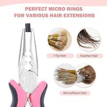 Vlasy Micro Rings Links Beads,3.4mm Microlink Beads Non-Silicone Copper Tubes Microbead For Hair Feathers,I-Tip Hair Extensions (1000Pcs, Black) - ColorA - View 4
