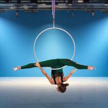 Premium Complete Aerial Hoop Set With Full Accessories, 37.4 In Diameter Hoop & 0.98 In Stainless Steel Tube, Easy Grip And Excellent Balance, Professional Gear For Aerial Yoga, Dance, Acrobatics And Gymnastics Training - Silver - View 2