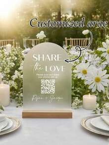 1pc Share Love Wedding QR Code Sign, Wedding Photo Sign, Capture Love, Wedding QR Code Sign, Modern Wedding Arch Sign - Multicolor - View 1