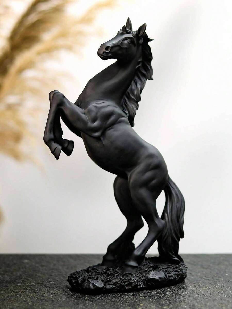 1pc Victory Horse In Flight Black Resin Figurine Room Decor Christmas Decorations Bedroom Decor - Multicolor - View 1