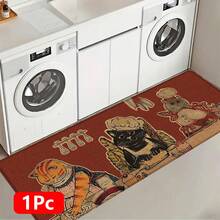 1 buah, Dekorasi Rumah, Motif Kucing Koki, Karpet Dapur Linen, Alas Dapur, Alas Lantai, Alas Kamar Mandi, Alas Pintu, Cetakan 3D Persegi Panjang, Cocok Untuk Ruang Tamu, Kamar Tidur, Lorong, Kamar Mandi, Ruang Cuci - Karpet Poliester, Cocok Untuk Dekorasi Rumah Dalam dan Luar Ruangan - MultiWarna - View 17