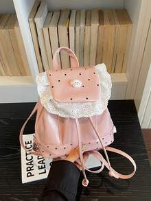 Polka Dot Fresh Style Backpack New Niche Design Sweet Ruffle Fashion Minimalist Backpack - Multicolor - View 7