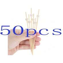 200/100/50/20 pièces/paquet Brochettes en perle blanche pour barbecue, fruits, gâteau, hamburger, service de traiteur, dessert, glace, haute esthétique - Blanc - Voir 13