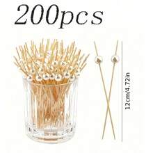 10/20/50/100/200 chiếc tăm tre ngọc trai trắng, thích hợp cho tiệc BBQ/tiệc cocktail ngoài trời - Màu be - Xem 15