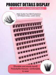 120 grappes d'extensions de cils segmentées D Curl épaisses DIY, volumineuses et bouclées 3D, combinaison de tailles mixtes, légères et confortables, faux cils en fausse fourrure style vison pour maquillage des yeux à la maison et au quotidien - Voir 4