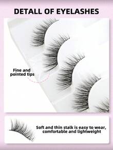 10 Pairs Half Eye Faux Mink Lashes With Invisible Transparent Stem, 3D Curly Cute Short Eyelashes, Suitable For Small Eyes Girls Daily Natural Lash Extension - 黑色 - 查看 3