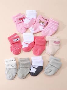 12 Pairs Baby Socks Solid Color Mid-Calf Socks Suitable For Daily Wear - Multicolor - View 5