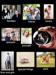 1pc Customized Photo Crystal Ball, 3D Laser Engraved Glass Ball. Personalized Photo Decoration, Suitable For Home, Couples, Friends And Pets Cute Keepsake. Exquisite Home And Office Decor, Also Suitable For Pet Memorial. Perfect Choice For Wedding, Graduation Gifts - Multicolor - View 6
