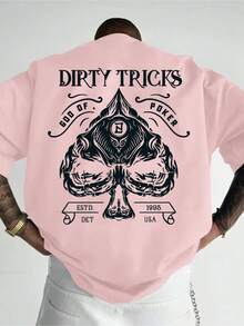 Camiseta vintage de estilo urbano para hombre, con un diseño de as de póker negro y el texto impreso GOD OF POKER. - Blanco - Ver 11
