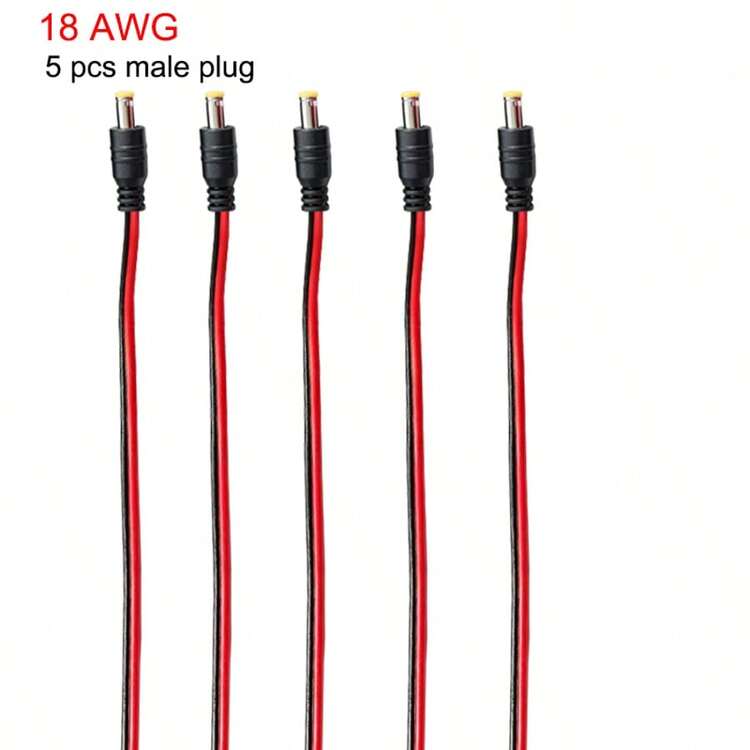 18 AWG 22AWG 公母 DC 電源接頭 5V 12V 5.5x2.1mm 電纜插頭轉接器，適用於電視、攝影機、5050 2835 LED 燈條 - Female&Male - 查看 23