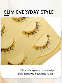 5 Pairs Japanese & Korean Sunflower Style Faux Mink Invisible Band Comfortable Curled Fluffy Lightweight Soft One-Piece Reusable False Eyelashes For Date And Travel - View 5