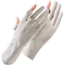 1pc Spring/Autumn/Summer Sun Protection Gloves, Unisex Thin Ice Silk UV Protection, Fingerless Touchscreen Driving Cycling Anti-Slip, Mid-Length Breathable Outdoor Flip-Cover Touchscreen Gloves, Cool Lightweight Ice-Feel Gloves - Multicolor - View 7