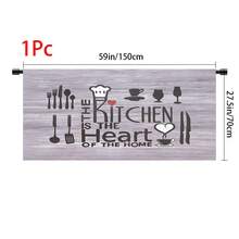1 pieza, Decoración del hogar, Falda de mesa con estampado de tema de cocina, Cortina pequeña de cocina, Cubierta de gabinete de cocina, Con agujeros para cortina, Fácil de colgar, Rectangular, Tejido a máquina, Lavable a máquina, Decoración y accesorios de cocina, Perfecto para gabinetes de cocina y decoración del hogar - Multicolor - Ver 12