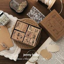 JotBox Vintage Wooden Stamp Set For Girls, Finger-Sized Text, Time, Week, Journal Decoration Material Stamps - Baiwuji Wooden Seals - View 12